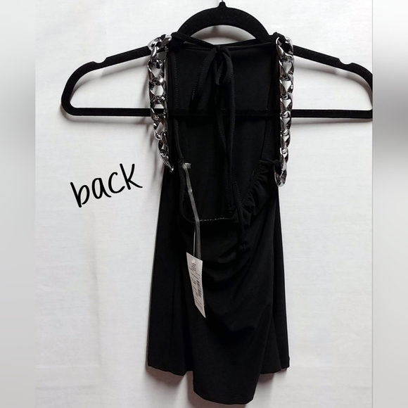 Bnwt (S) chain strap tank top w/tie at back neck (pewter plastic light chains) - Picture 2 of 6